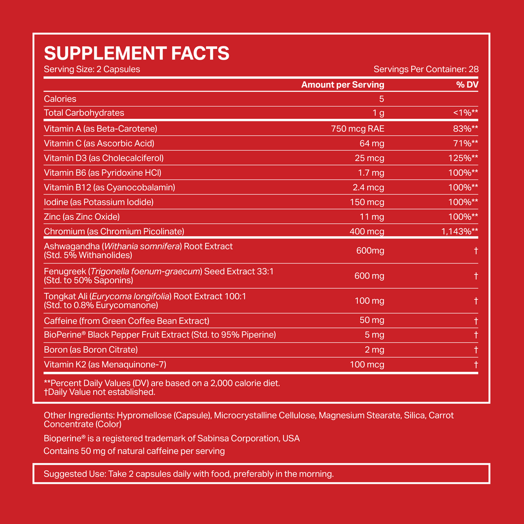 SuperFuel Supplement Facts panel